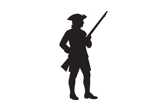 williamite soldier silhouette vector art illustration on white background