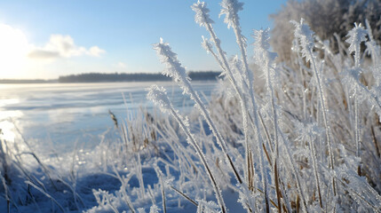 frozen grass in the snow