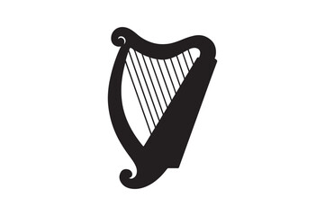 irish harp silhouette vector art illustration on white background