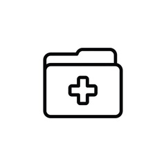 Fototapeta premium Black and White Medical Folder Icon Data Storage with Health Symbol in Focus