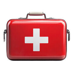 Obraz premium Red First Aid Kit Emergency Box Medicine Healthcare Medical Supply on transparent background