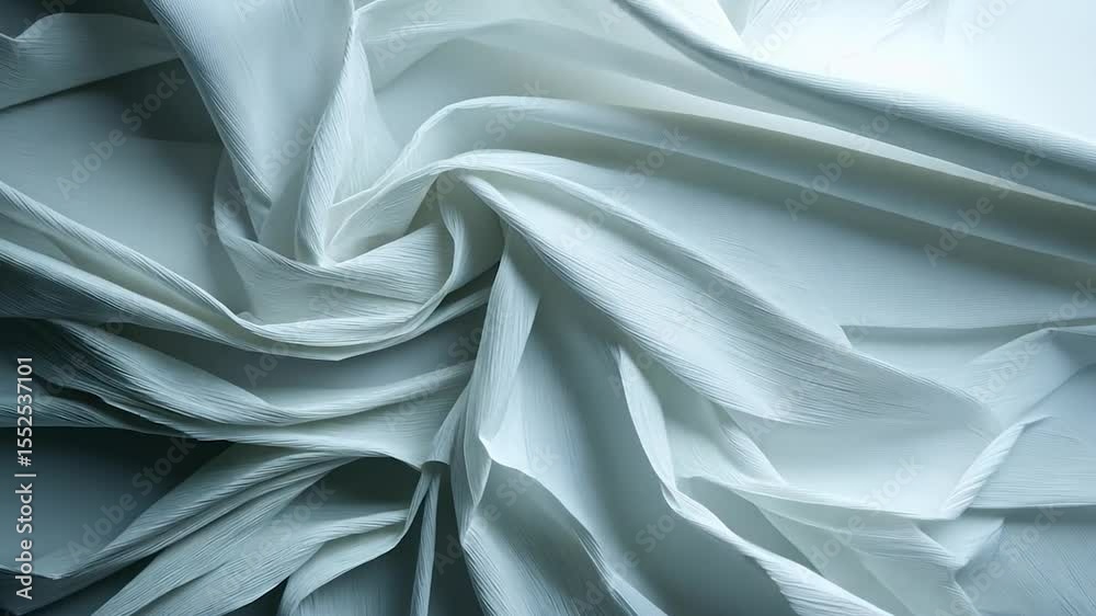 Poster Abstract White Fabric with Textured Surface Creating Flowing Shapes and Soft Shadows