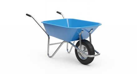 Blue wheelbarrow isolated on white background
