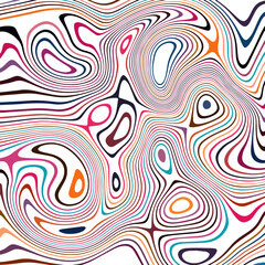 ABSTRACT ILLUSTRATION MARBLED TEXTURE LIQUIFY PSYCHEDELIC COLORFUL DESIGN. OPTICAL ILLUSION BACKGROUND VECTOR DESIGN
