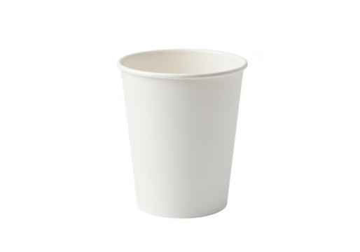 Isolated White Paper Cup for Hot and Cold Drinks on Transparent Background