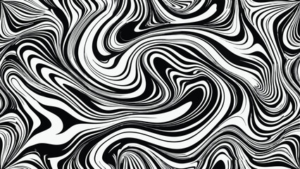 Fototapeta premium Black and white swirling abstract pattern with organic wavy lines background