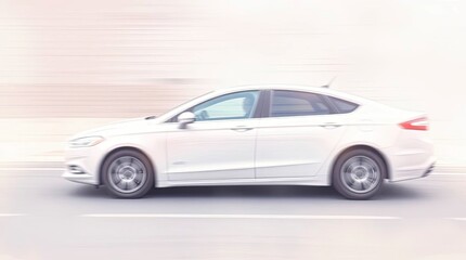 Fototapeta premium A moving car, blurred, in soft pastel colors