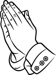 Praying Hands outline vector illustration line art