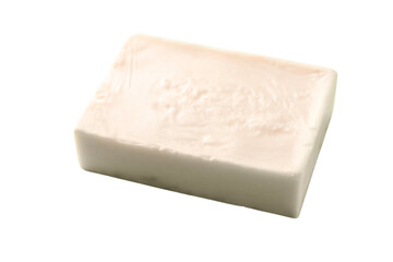 Smooth white soap bar for cleansing, isolated on white, PNG