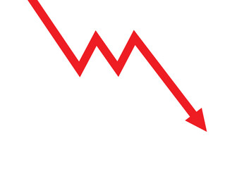 red arrow business graph make perfect double top formation before falling down represent extreme loss and economic recession