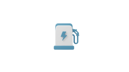A stylized electric vehicle charging station icon with a lightning bolt symbol, isolated on a white background.
