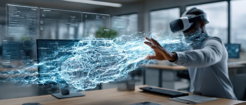 VR user interacts with a digital brain