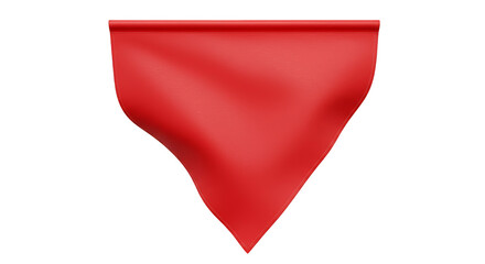 Realistic Isolated Red Fabric Triangle Banner Template Sign Mockup