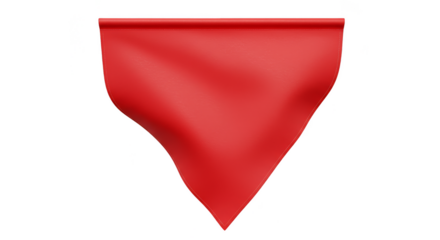 Realistic Isolated Red Fabric Triangle Banner Template Sign Mockup