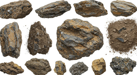 Realistic Rocks Stone Illustration Transparent Background Rocky Pebble Geology