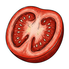 Red Tomato Half Illustration Fresh Healthy Vegetable Slice Food