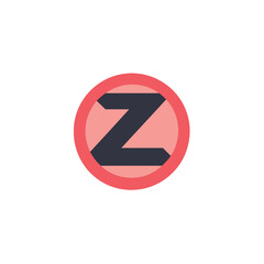 Modern Logo Design Letter Z Icon, Flat Design, Pink Circle Isolated Symbol