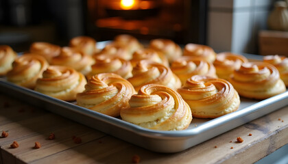 fresh baked croissants on the table