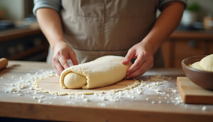 baker kneading dough
