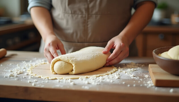 baker kneading dough