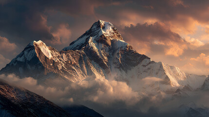 Majestic Mountain Peak at Sunset Dramatic Landscape Photography