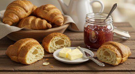 Buttery Croissants, Sweet Jam, and Morning Delight Await