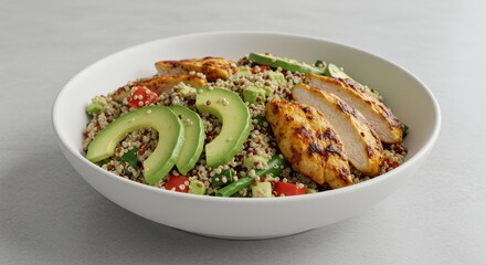 Savor the vibrant flavors of this grilled chicken and quinoa salad, a healthy and delicious meal.