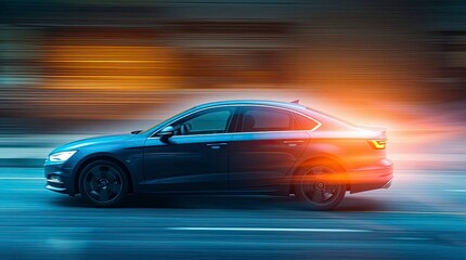 Fototapeta premium A moving car with a blur effect, enveloped in an ethereal, spiritual vibe, using smooth gradient transitions, seamless color blending, a light aura, and a mystical feeling