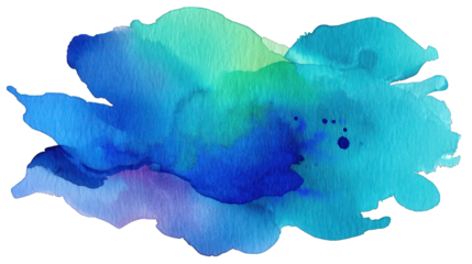 Azure, teal, blue watercolor wash with soft edges