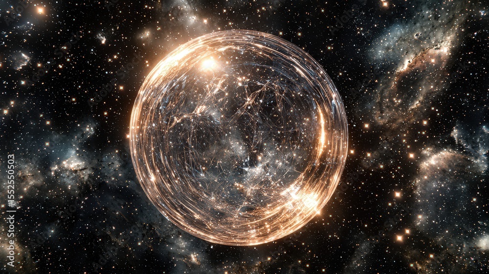 Poster Expanding transparent bubble in infinite space cosmic scene digital art ethereal environment abstract viewpoint