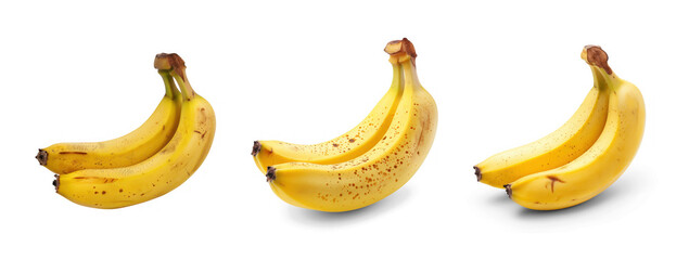 Three bunches of bananas on a transparent background