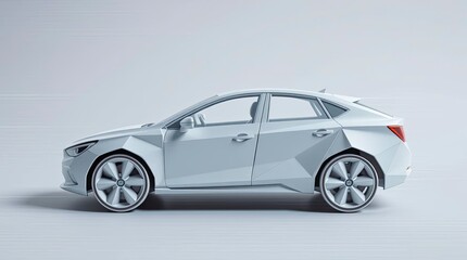 A moving car with blur effect, intricate origami style, folded paper aesthetic, geometric precision, sharp lines