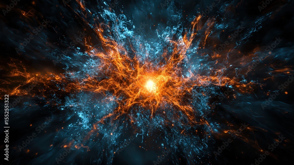 Aufkleber Dynamic abstract motion blur transforming into still imagery of cosmic explosion digital art space environment