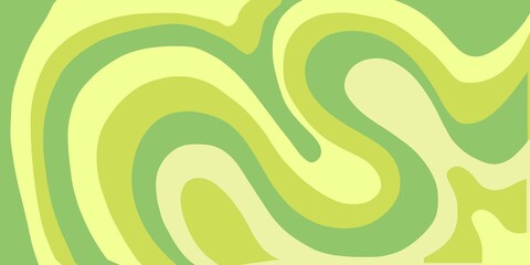 A refreshing abstract background with flowing, groovy swirls in a playful green and yellow color scheme, perfect for nature and spring-themed designs.