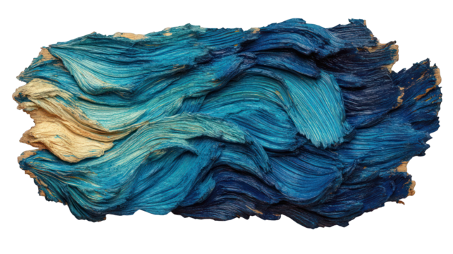 Blue sculpted strokes texture on a wood background