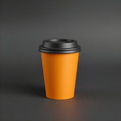 Vibrant Orange Coffee Cup Mockup with Black Lid