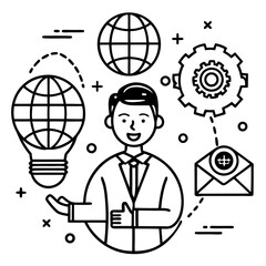 "Customer Service and Digital Support Icons with Global Communication Technology Concept"