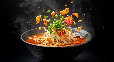 Spicy Ramen Noodles Explode with Flavor in a Steaming Bowl