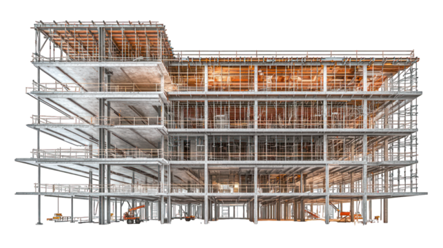 Building skeleton under construction, floors exposed