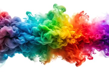 Fototapeta premium A vibrant and colorful abstract rainbow paint swirl is isolated on white background