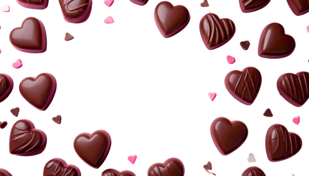 Heart shaped chocolate candies on white background