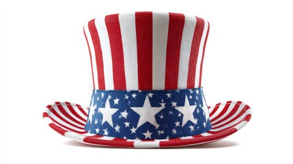 Uncle Sam hat featuring a stars and stripes design embodies patriotism and celebrates U.S. Holidays like Independence Day and Veterans Day, symbolizing national pride,4 July , USA