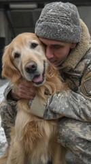 US Army Veteran Reunites with his Golden Retriever Dog and holds his face,4 July , USA