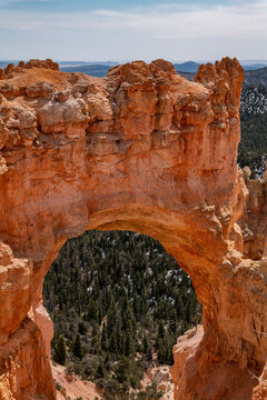 Natural Bridge, Bryce Canyon National Park, Utah. Claron Formation,  (Tcp) Pink member; mudstone, sistone, sandstone; weathers into picturesque cliffs, columns, spires, and pinnacles.