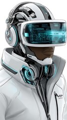 Futuristic person with advanced tech gear