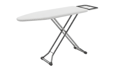 Modern White Ironing Board with Adjustable Height and Iron Rest in Bright Indoor Setting