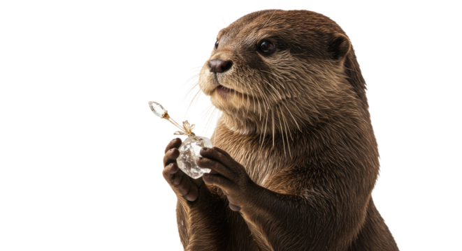 Adorable Otter Holding Crystal Perfume Bottle. - Powered by Adobe