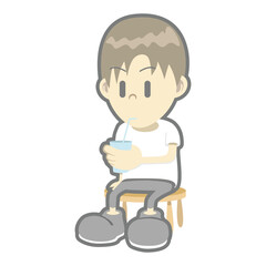 飲み物を飲むおとこのこ