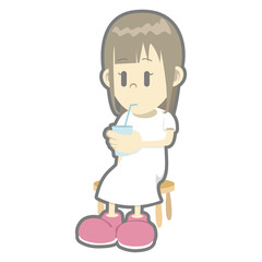 飲み物を飲むおんなのこ