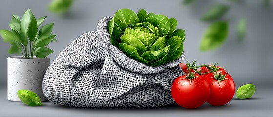Fresh Produce in Burlap Sack